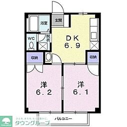 シティあすび 2DKの間取図画像
