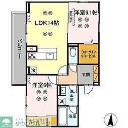 ローテ ベルク 2LDKの間取図画像