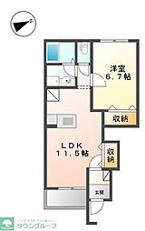 プティグリシーヌ 1LDKの間取図画像
