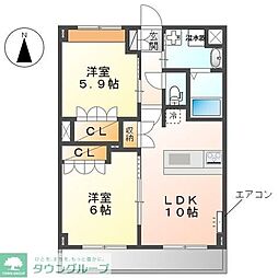 クレアトゥールエスト 2LDKの間取図画像