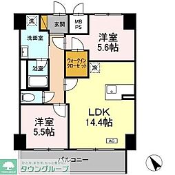 ベルフルール弐番館 2LDKの間取図画像