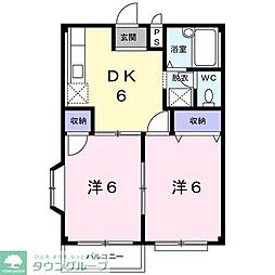 エルディムパークサイド 2DKの間取図画像