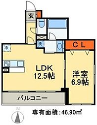 SophiaGrace 1LDKの間取図画像