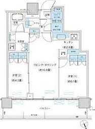 パークシティ柏の葉キャンパスザ・ゲートタワーウエスト 2LDKの間取図画像