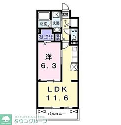 クオーレD 1LDKの間取図画像