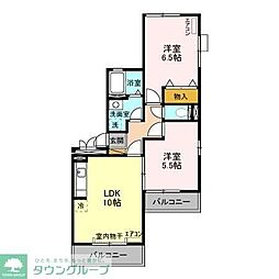 アルファタウン天王台A 2LDKの間取図画像