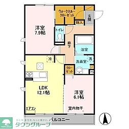 ハピネスストーム 2LDKの間取図画像
