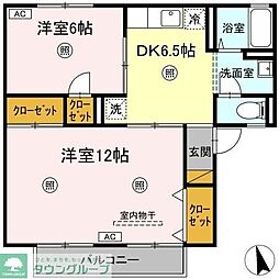 メゾン森1 2DKの間取図画像