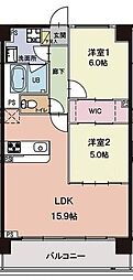 レジデンスラフィネ 2LDKの間取図画像