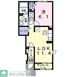花水木の里C 1LDKの間取図画像