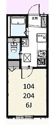 ホープアイランド 1Kの間取図画像