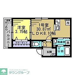 オークプレイス 1LDKの間取図画像