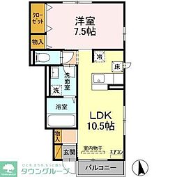 ボヌール新松戸A 1LDKの間取図画像