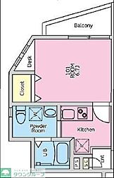 グラン ルポーゼ 1Kの間取図画像