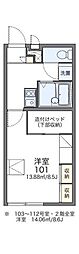 レオパレスゴールド2 1Kの間取図画像