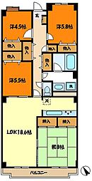 東急田園都市線 梶が谷駅 徒歩1分の賃貸マンション 3階4LDKの間取り