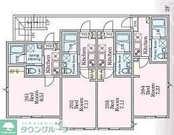 東急田園都市線 溝の口駅 徒歩2分の賃貸アパート 2階1Kの間取り