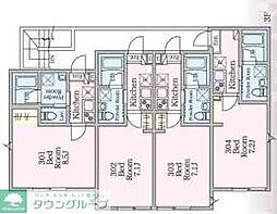 東急田園都市線 溝の口駅 徒歩2分の賃貸アパート 3階1Kの間取り