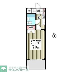 JR南武線 稲田堤駅 徒歩9分の賃貸マンション 1階1Kの間取り