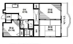 小田急小田原線 新百合ヶ丘駅 徒歩14分の賃貸マンション 3階3DKの間取り