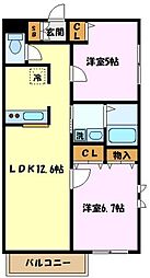 ジュネス橋場1 2LDKの間取図画像