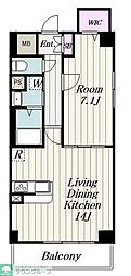 ルミナス溝の口 1LDKの間取図画像