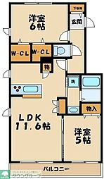 Petka 2LDKの間取図画像