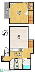 川崎市多摩区菅稲田堤3丁目アパート 1Kの間取図画像