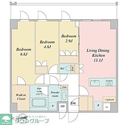 ＬＩＭＥ　ＲＥＳＩＤＥＮＣＥ　ＫＡＷＡＧＵＣＨＩ　ＥＡＳＴ 8階3LDKの間取り