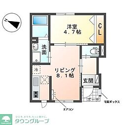藤 1階1LDKの間取り