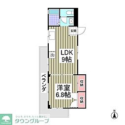 ヴィラきしもと第3 2階1Kの間取り