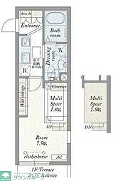 RIS伍番館 3階1Kの間取り