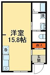 ベルジュ金マツA棟 1階ワンルームの間取り