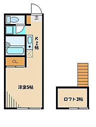 東武伊勢崎線 谷塚駅 徒歩15分の賃貸アパート 1階1Kの間取り