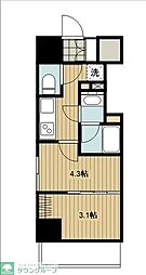 ザ・パークハビオ川口 7階1DKの間取り