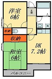 シティーハイムM 2DKの間取図画像