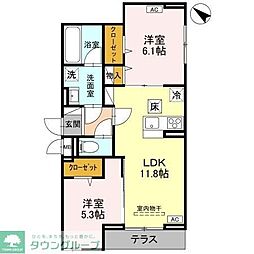 クレール・メゾン 2LDKの間取図画像