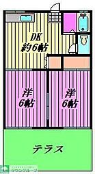永瀬ハイツ 2DKの間取図画像