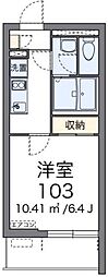 クレイノシャルム 1Kの間取図画像