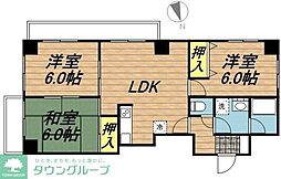 コーポブリッヂ3 3LDKの間取図画像