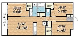 さいたま市南区沼影1丁目マンション 3LDKの間取図画像