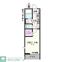 ボヴィ・ガーデン 1Kの間取図画像
