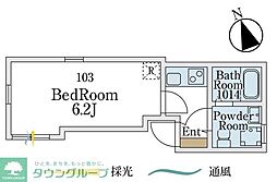 蕨市北町1丁目アパート 1Kの間取図画像
