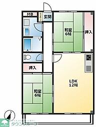 リバーサイド東川口No.1 2LDKの間取図画像