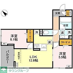 さいたま市緑区美園2丁目アパート 2LDKの間取図画像