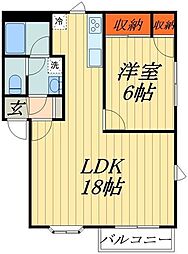 レジデンスルート122 1LDKの間取図画像