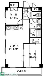 京成本線 青砥駅 徒歩9分の賃貸マンション 6階2LDKの間取り
