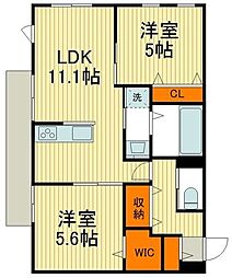 ラ　セレサ鎌倉鼎橋 1階2LDKの間取り
