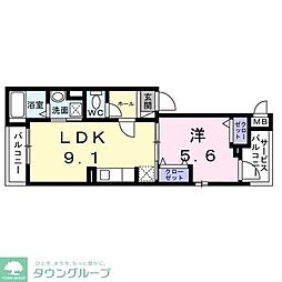 プチジャルダン 3階1LDKの間取り