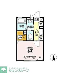 アビテ西新小岩 1階1Kの間取り